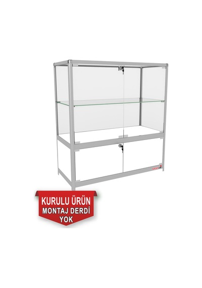 Camlı Vitrin - Cam Dolap - Camlı Koleksiyon Vitrini - Kurulu Ürün95x90x40