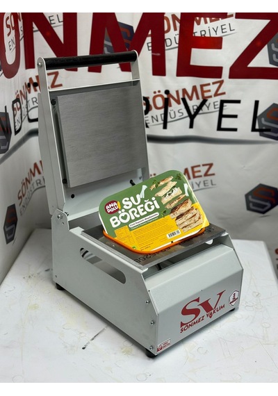 Sönmez Vakum Karton Tabak Yapıştırma Makinesi Su Böreği Döner Paketleme Makinası