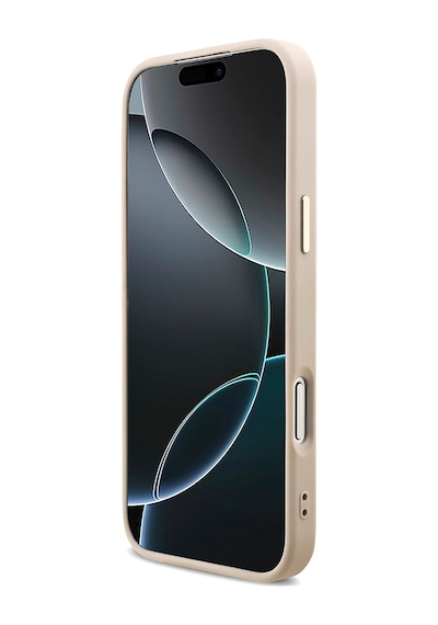 Apple Uyumlu iPhone 17 Pro Max Kılıf Guess Lisanslı M-safeli Taşlı Üçgen Logo 4g Desenli Kapak Pembe Pembe