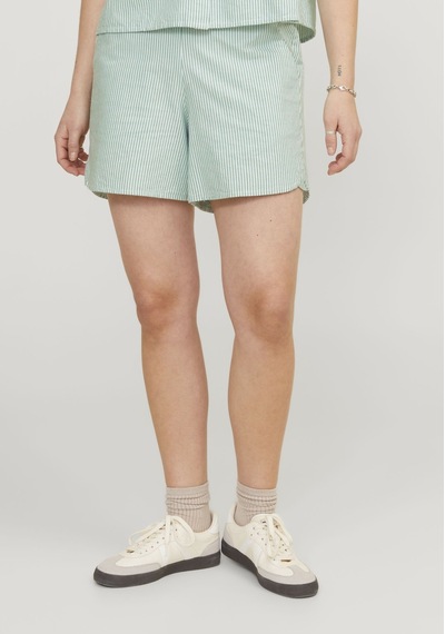 Jack & Jones Kadin Çizgi Desenli Rahat Kesim Sort - Siva 12254554 Grayed Jade Kırmızı