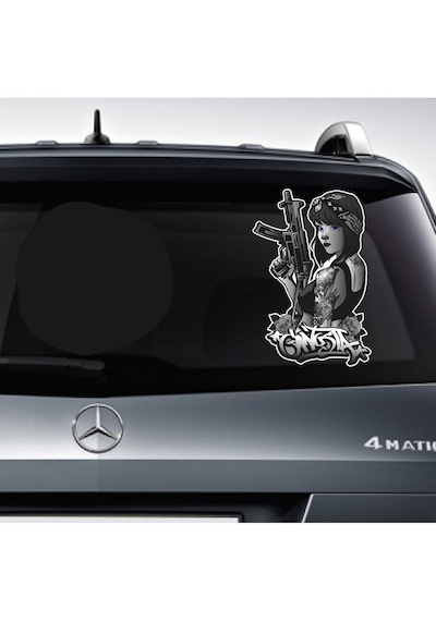 Mavi Gözlü Mafya Kız Sticker - Araba Oto Motosiklet Karavan Sticker - 00064 20x13 Cm