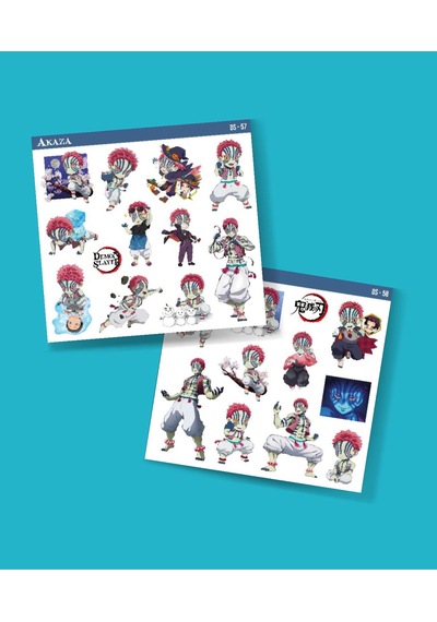 Kimetsu No Yaiba-demon Slayer Akaza -parlak Kağıt 2 Li Set Anime Sticker Çıkartma Beyaz