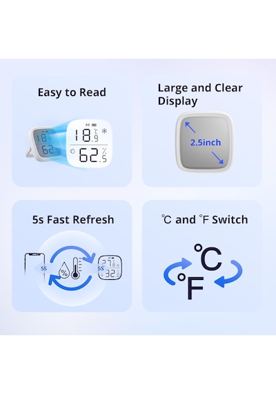 Snzb-02d Zigbee Lcd Ekranlı Akıllı Sıcaklık Ve Nem Sensörü Snzb-02d Çok Renkli