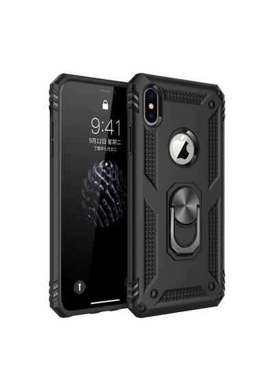 Apple iPhone Uyumlu,  Xs Max Kılıf Sofya Yüzüklü Silikon Kapak - Siyah