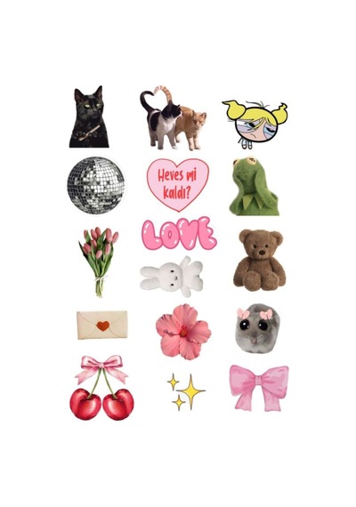 Heves Mi Kaldı Temalı Telefon Ve Bilgisayar Yüzeylerine Uygun Sticker Seti