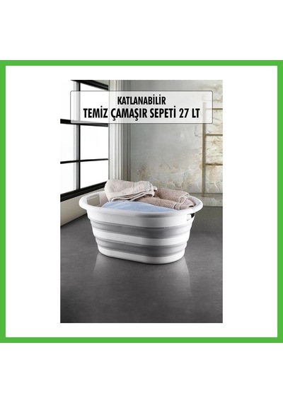 Vaveni Katlanabilir Silikon Çamaşır Sepeti & Akordiyon Katlanır Sepet 27 Lt Arz Çok Renkli