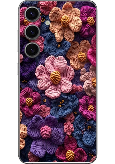 Samsung Galaxy S24 Uyumlu Çiçek Örgüsü Baskılı Silikon Kılıf Renkli