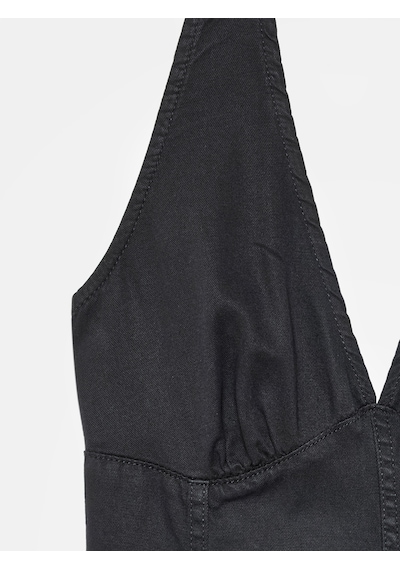 Dilvin 90568 Halter Yaka Denim Mini Elbise-siyah