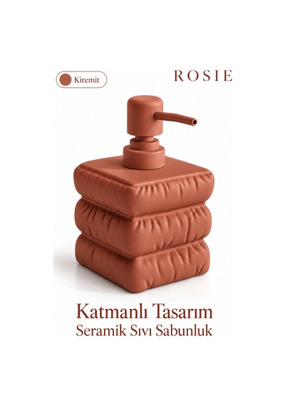 Rosıe Kiremit Katmanlı Kare Seramik Sıvı Sabunluk 500 Ml Karışık