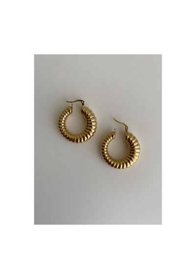 Çelik Gold Vintage Bold Model Halka Sura Küpe -kararma Yapmaz- Altın