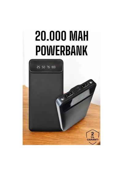 20.000 Mah Led Işıklı Lcd Ekran Usb Girişli Type-c Lightning