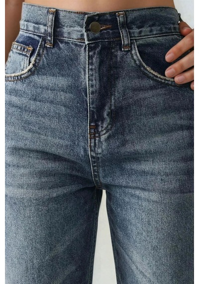 Hiccup Yüksek Bel Straight Jean Mavi