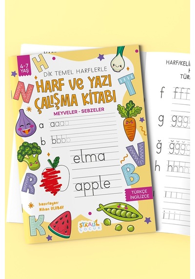 Harf Ve Yazı Çalışma Kitabı - Meyveler / Sebzeler Boyama Ve Aktivite Kitabı