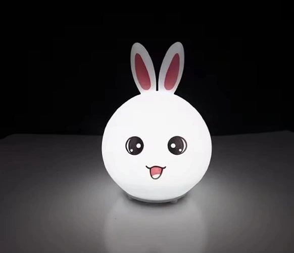 Sevimli Tavşan Silikon Led Gece Lambası Dokunmatik, Usb Şarjlı, Renk Değiştiren Yumuşak Işıklı Lamba Beyaz