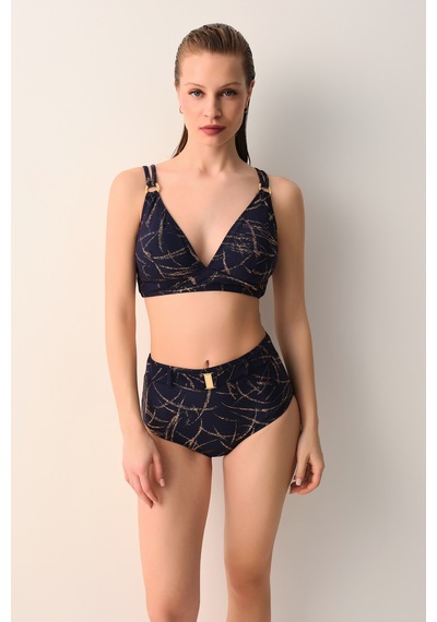 Suwen Glace Üçgen Bikini Üst Sb2622013811381 Lacivert