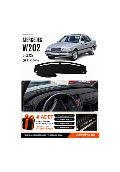 Mercedes W202 C-class 1993-2000 Uyumlu Torpido Örtüsü, Torpido Kılıfı - Siyah