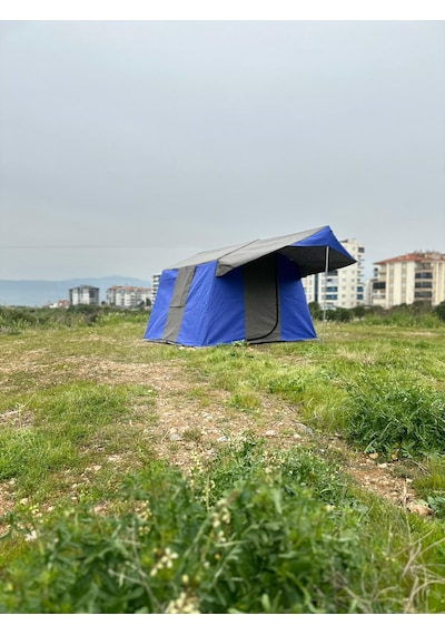 Oba Çadır - 1 Odalı Kamp Çadırı 4 Kişilik Kapı Sineklikli Mavi - Gri