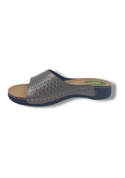 Zerhan 126 Kadın Platin Taşlı Günlük Kullanım Terlik Platin