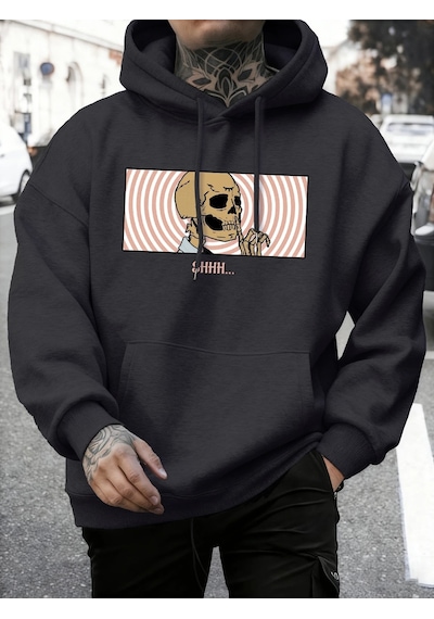 Startmore Tarzsokak The Skull Under Consideration Kapüşonlu Üst Erkek Sonbahar Sıcak Gevşek Sweatshirt Günlük Pol Antrasit