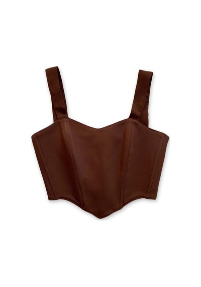 L'aura Corset Kahverengi Kalp Yaka Bayan Korse Büstiyer