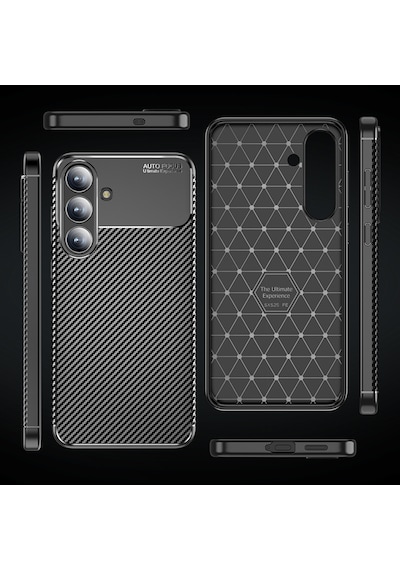 Samsung Galaxy Uyumlu S25 Fe Kılıf Karbon Silikon Case Kapak Siyah