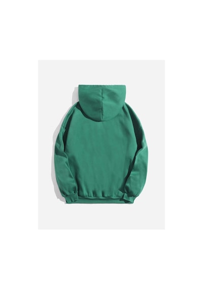 Kadın Yeşil Gen-z Baskılı Kapüşonlu Oversize Sweatshirt Yeşil