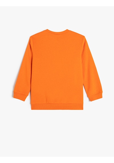 Koton Kaykay Baskılı Uzun Kollu Sweatshirt Turuncu 5wkb10263tk Turuncu