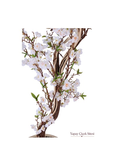 Yapay Çiçek Sitesi Bohem Saksıda Lüks Yapay Sakura Ağacı 125 Cm Beyaz