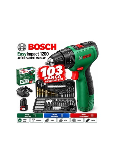 Easyımpact 1200 Akülü Darbeli Matkap Seti Karton Kutulu + 103 Parça Uç Ve Aksesuar Seti - 938792360