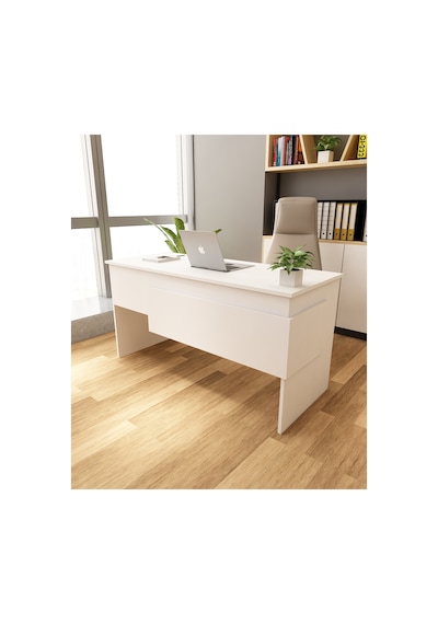 Karen 60x144 Çalışma Masası Ofis Masası Bilgisayar Masası Beyaz - Beyaz Beyaz