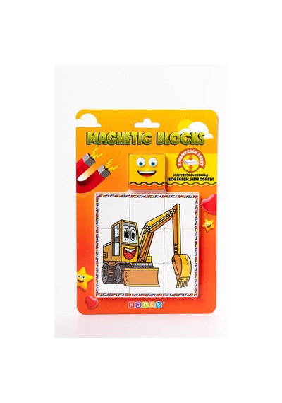 Blok Çift Taraflı 9 Parçalı Mıknatıslı Kepçe - Forklift Puzzle - 2 Görsel Yapboz Diğer
