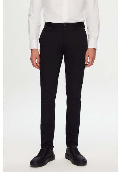 Twn Slim Fit Siyah Armürlü Chino Pantolon 7ecc3s208232m 001