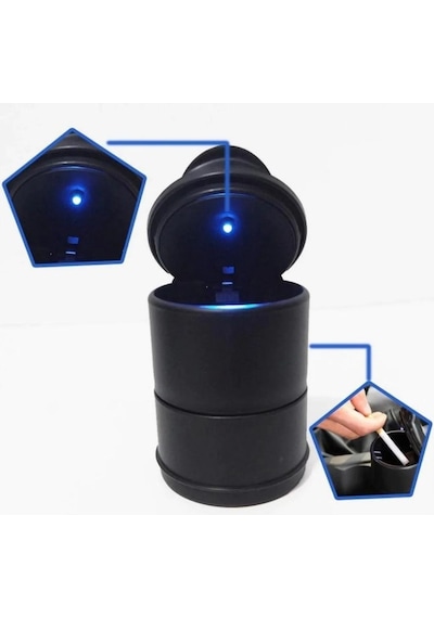 Carmind Mavi Işıklı Kapaklı Oto Küllük Universal