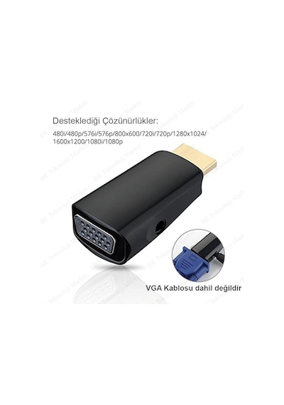 Hdmı Erkek To Vga Dişi Audio Girişli Hdmı To Vga