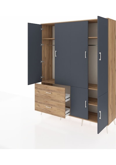 Hyperion Gardrop 5 Raflı 2 Çekmeceli 2 Askılı 176x44x221 Çam-antrasit/çam Antrasit/çam Hyperion Gardrop 5 Raflı 2 Çekmeceli 2 Askılı 176x44x221 Çam-antrasit/çam Antrasit/çam