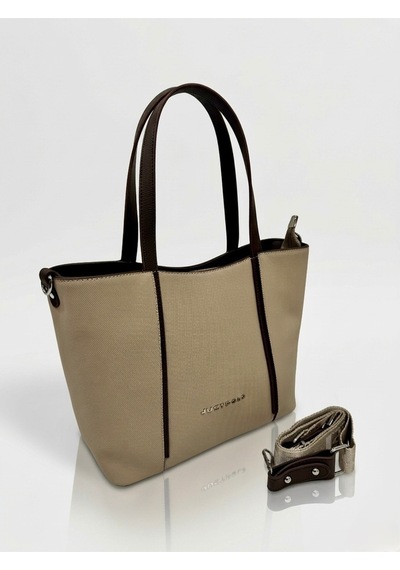 Just Polo Kadın Orijinal Büyük Boy Lüks El & Omuz Çantası Ve Cüzdanı Shopper 27 X 33 Cm Kum - Kahverengi