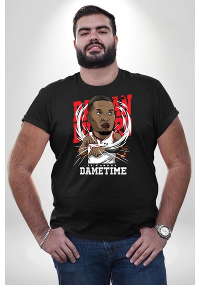 Angemiel Basketbol Oyun Zamanı Siyah Büyük Beden Erkek Kadın Unisex Basic Ön Baskılı Tişört Siyah