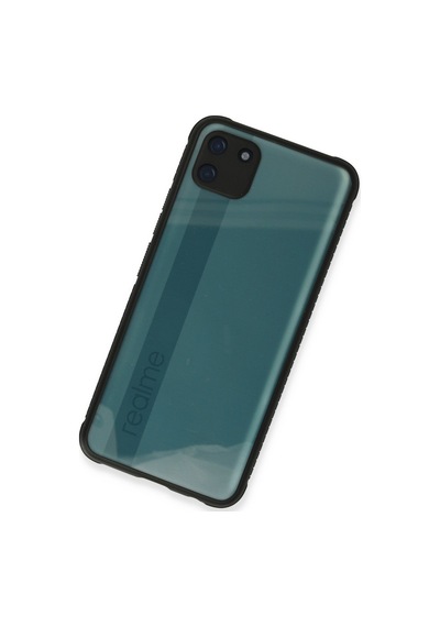 Realme C11 Uyumlu Kılıf Miami Şeffaf Silikon - Siyah