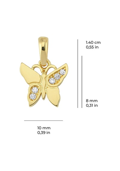 Goldkupe 14 Ayar Altın Kelebek Taşlı Kolye Ucu 0,86 Gr-3289