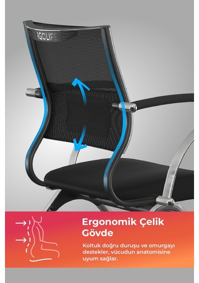 Ergolife Sit Air Toplantı Sandalyesi Tekerlekli, Krom Ayaklı, Fileli, Siyah, Çalışma Koltuğu -572.5f.1.662 Çok Renkli Ergolife Sit Air Toplantı Sandalyesi Tekerlekli, Krom Ayaklı, Fileli, Siyah, Çalışma Koltuğu -572.5f.1.662 Çok Renkli