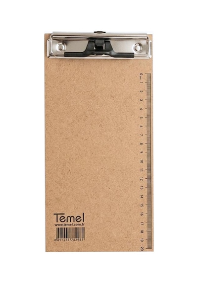 Temel 1/3 A4 Ahşap Sekreterlik Metal Klipsli Kalem Tutma Aparatlı