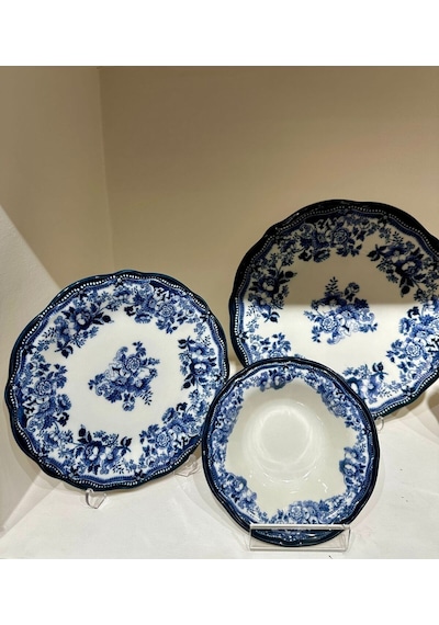 Tabak Evi Porselen Kadife Yemek Takımı Lacivert 6 Kişilik 24 Parça Çok Renkli