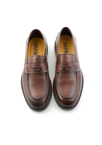 Kahve Antik Hakiki Deri Erkek Loafer Ayakkabı E01648629041