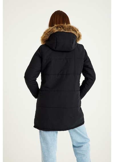 Barbora Kışlık Kürk Yaka Şişme Kadın Mont 7112siyah55 001