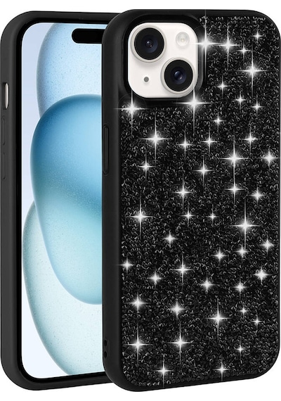 Ariatech Apple Uyumlu iPhone 15 Parlak Taşlı Tasarım Pırlanta Kılıf-lila Lila