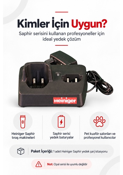 Heiniger Saphir Modeli Kedi Köpek Tıraş Makinesi İçin Yedek Sarj İstasyonu