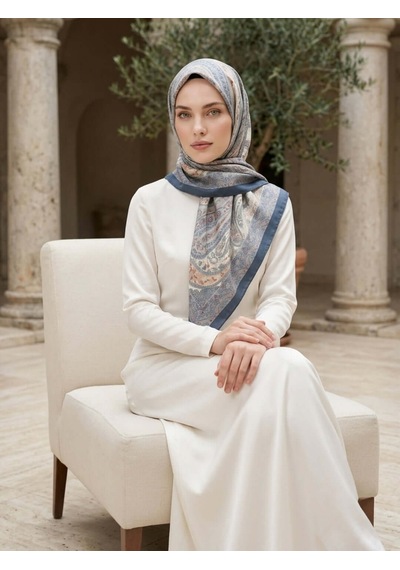 Camellia Scarfs Vela Desen Soft Şal İndigo - Asil Ve Rahat Stil