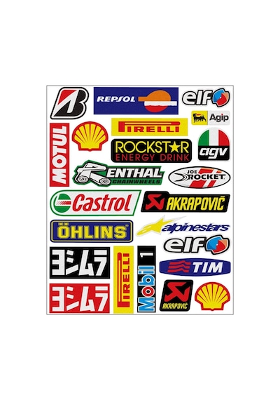 Araba, Motosiklet, Bisiklet, Kask Sponsor Sticker Seti, Çıkartma Etiketi B1 Model Siyah