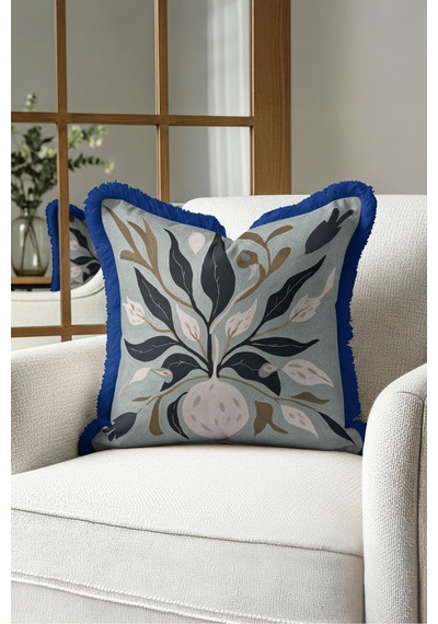 Botanik Çiçek Motifli Saçaklı Yastık Kılıfı - Boho Adaçayı Mavi Lacivert Püsküllü Kırlent Kılıfı Sessiz Atlas Opal Botanik Çiçek Motifli Saçaklı Yastık Kılıfı - Boho Adaçayı Mavi Lacivert Püsküllü Kırlent Kılıfı Sessiz Atlas Opal