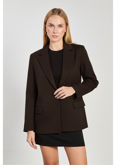Barrels And Oıl Kadın Tek Düğmeli Blazer Ceket - Kahve Kahve